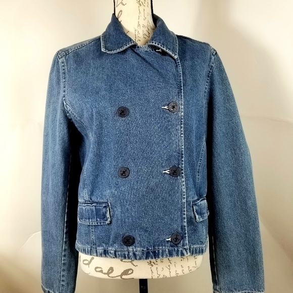 Vintage Ann Taylor double breasted Jean jacket L - Picture 3 of 4
